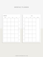 M101 | Basic Monthly Planner Printable Inserts for Minimalist