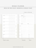 W110 | Week on 2 Pages, Weekly Planner & Tracker & Checklist