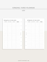 T124 | Sinking Fund Categories, Lists, Tracker Template