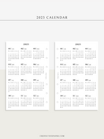 Y104_2023 | 2023 Calendar Planner Inserts Printable