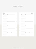 W107 | Week on a Page, Weekly Planner Printable Inserts, Monday Start