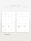 M112 | Month on a Page, Monthly Planner Printable Inserts