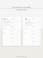 W108_01G_WO1P_2023 | 2023 Dated Weekly Planner Inserts Printable Template