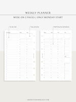 W112 | To-do List Type Weekly Schedule Planner Printable Inserts