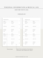 N113 | Personal Information & Medical Log Template