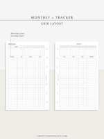 M106_G | Monthly Planner with 31 Days Habit Tracker Printable Inserts