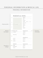 N113 | Personal Information & Medical Log Template