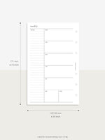 W107 | Week on a Page, Weekly Planner Printable Inserts, Monday Start