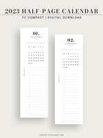 M118_2023 | 2023 Half-Page Calendar, Monthly Task list, Important Events Tracker