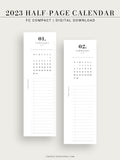 M118_2023 | 2023 Half-Page Calendar, Monthly Task list, Important Events Tracker