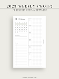 W108_01G_WO1P_2023 | 2023 Dated Weekly Planner Inserts Printable Template