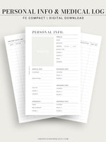 N113 | Personal Information & Medical Log Template