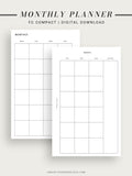 M101 | Basic Monthly Planner Printable Inserts for Minimalist
