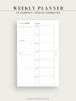 W108 | Week on a Page, Weekly Planner Printable Inserts Template