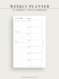 W108 | Week on a Page, Weekly Planner Printable Inserts Template