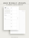 W108_01GX_WO2P_2023 | 2023 Dated Weekly Planner Inserts Printable Template