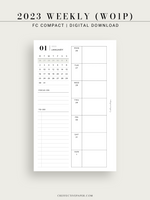 W108_01GX_WO1P_2023 | 2023 Dated Weekly Planner Inserts Printable Template