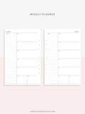W107 | Week on a Page, Weekly Planner Printable Inserts, Monday Start