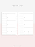 W107 | Week on a Page, Weekly Planner Printable Inserts, Monday Start