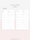 W101 | Week on a Page, Weekly Planner Printable Inserts Template