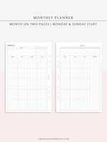 M106_G | Monthly Planner with 31 Days Habit Tracker Printable Inserts