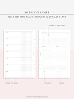 W110 | Week on 2 Pages, Weekly Planner & Tracker & Checklist