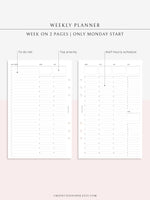 W112 | To-do List Type Weekly Schedule Planner Printable Inserts