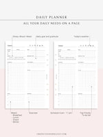 D102 | Daily Planner Inserts Printable Template, Minimal Grid Layout