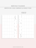 M111 | Horizontal Monthly Planner Printable Inserts, Month on a Page