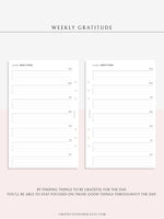 W103 | Minimal Weekly Gratitude Journal Printable Template Inserts