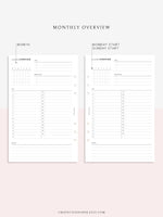 M108 | Monthly Overview, Month on a Page Printable Planner Inserts