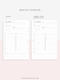M108 | Monthly Overview, Month on a Page Printable Planner Inserts
