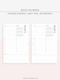 D113 | 24-hour Daily Schedule Planner Inserts Printable Template
