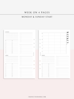 W117 | WO4P, Weekly 24-hour Schedule, To-do List Planner Template