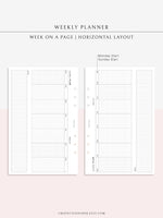 W102_H_2 | Horizontal Weekly Planner Printable