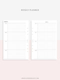 W104 | Week on 2 Pages, Weekly Planner Printable Inserts Template