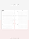 W104 | Week on 2 Pages, Weekly Planner Printable Inserts Template