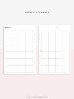 M101 | Basic Monthly Planner Printable Inserts for Minimalist