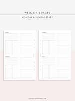 W117 | WO4P, Weekly 24-hour Schedule, To-do List Planner Template