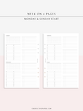 W117 | WO4P, Weekly 24-hour Schedule, To-do List Planner Template
