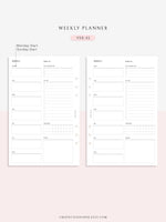 W101 | Week on a Page, Weekly Planner Printable Inserts Template