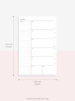 W107 | Week on a Page, Weekly Planner Printable Inserts, Monday Start