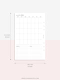 M112 | Month on a Page, Monthly Planner Printable Inserts