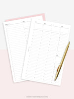 W112 | To-do List Type Weekly Schedule Planner Printable Inserts