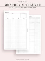 M106_G | Monthly Planner with 31 Days Habit Tracker Printable Inserts