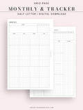 M106_G | Monthly Planner with 31 Days Habit Tracker Printable Inserts