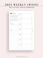 W108_01GX_WO1P_2023 | 2023 Dated Weekly Planner Inserts Printable Template