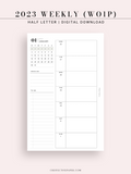 W108_01GX_WO1P_2023 | 2023 Dated Weekly Planner Inserts Printable Template