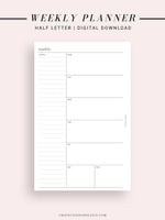 W107 | Week on a Page, Weekly Planner Printable Inserts, Monday Start