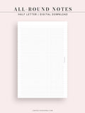 N120 | All-round Grid Notes Template, Printable Bullet Journal Inserts